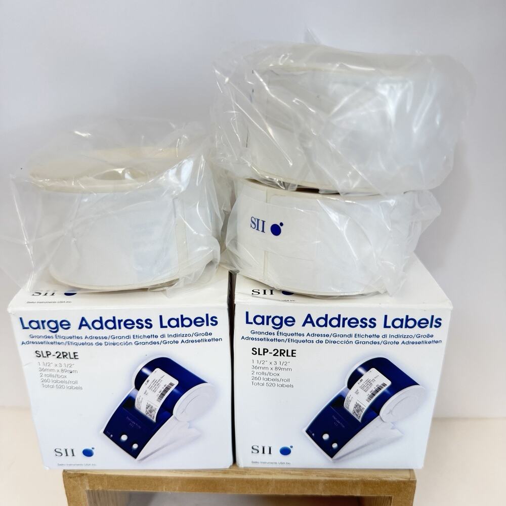 Seiko Instruments White Address Labels for Smart Label Printers SLP-2RLE 3 Rolls